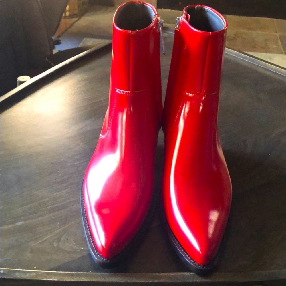 COPY - COPY - Calvin Klein 205W39NYC Red Western Ankle Boots